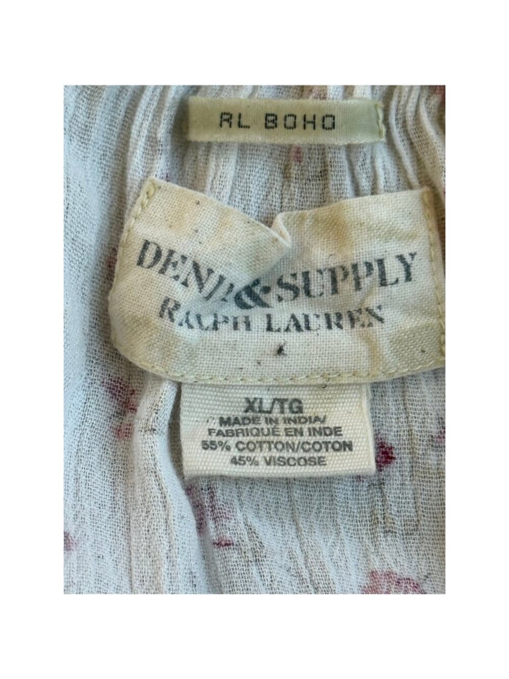Denim & Supply Ralph Lauren RL Boho Floral Peasant Top XL - Picture 12 of 14